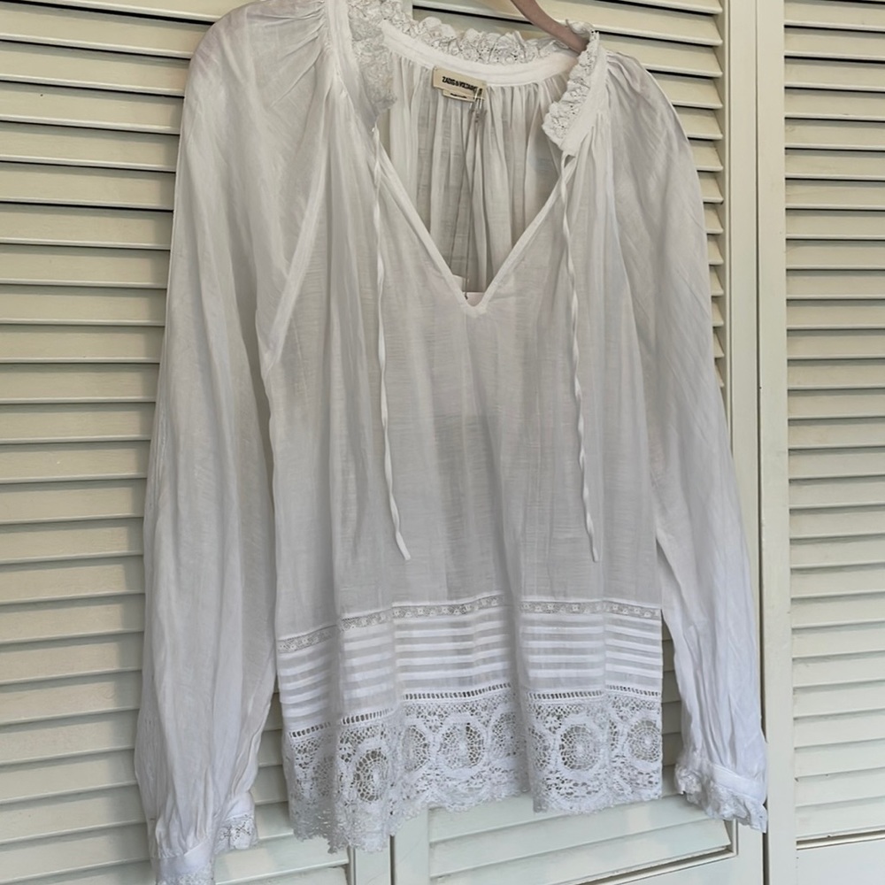 Zadig & Voltaire Theresa cotton lace sheer tunic XS - Picture 1 of 9